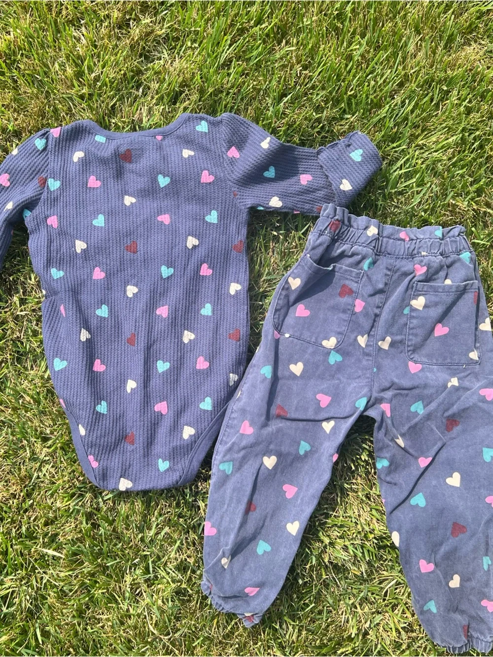 Purple Heart Print Baby Two-Piece Set